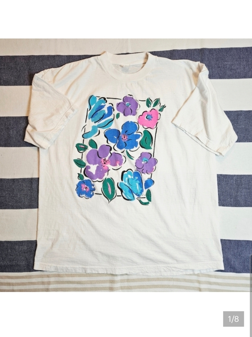 Vintage 80s Mary Quant Floral Print Cotton Tee O/S